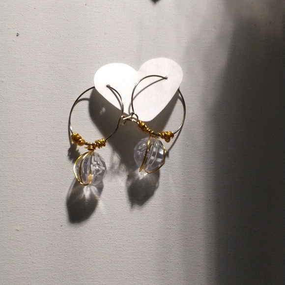 Lorena Espinoza Design Gold and Clear Earrings - Picture 1 of 1